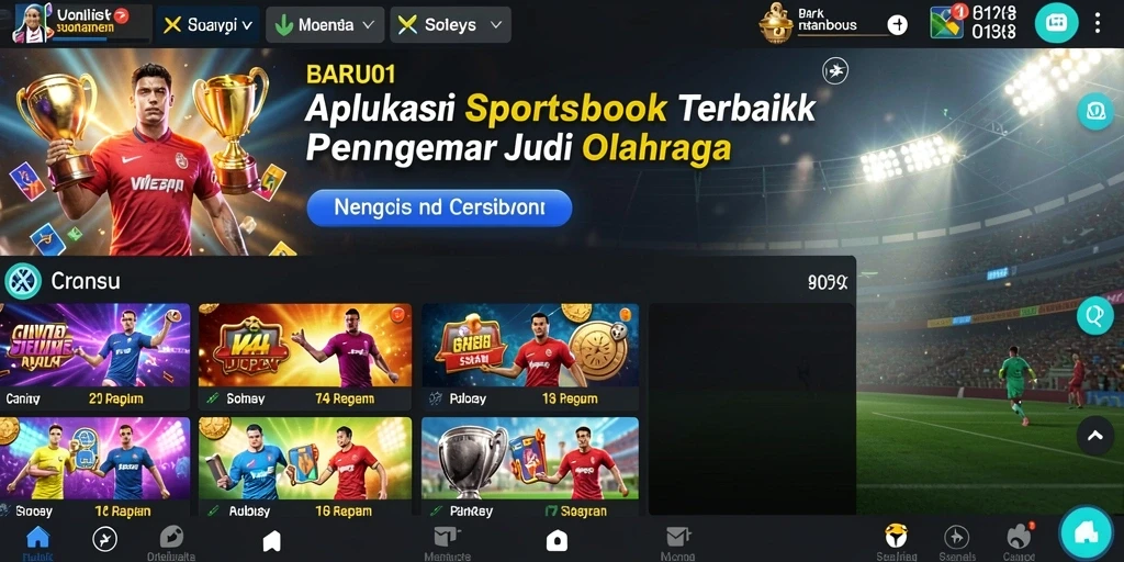 Screenshot BARU01 menampilkan antarmuka menarik untuk taruhan olahraga.