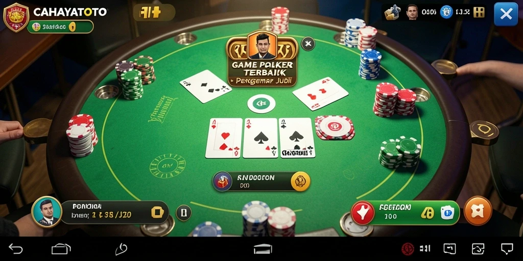 Tampilan gameplay seru dalam aplikasi CAHAYATOTO, permainan Poker yang mendebarkan.