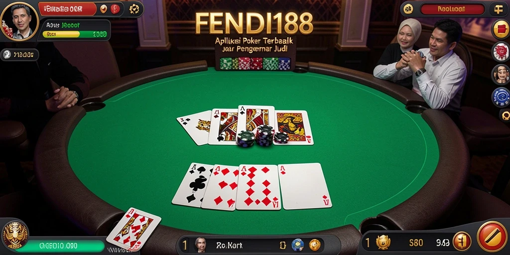 Screenshot gameplay FENDI188 menampilkan suasana meja poker yang menegangkan.