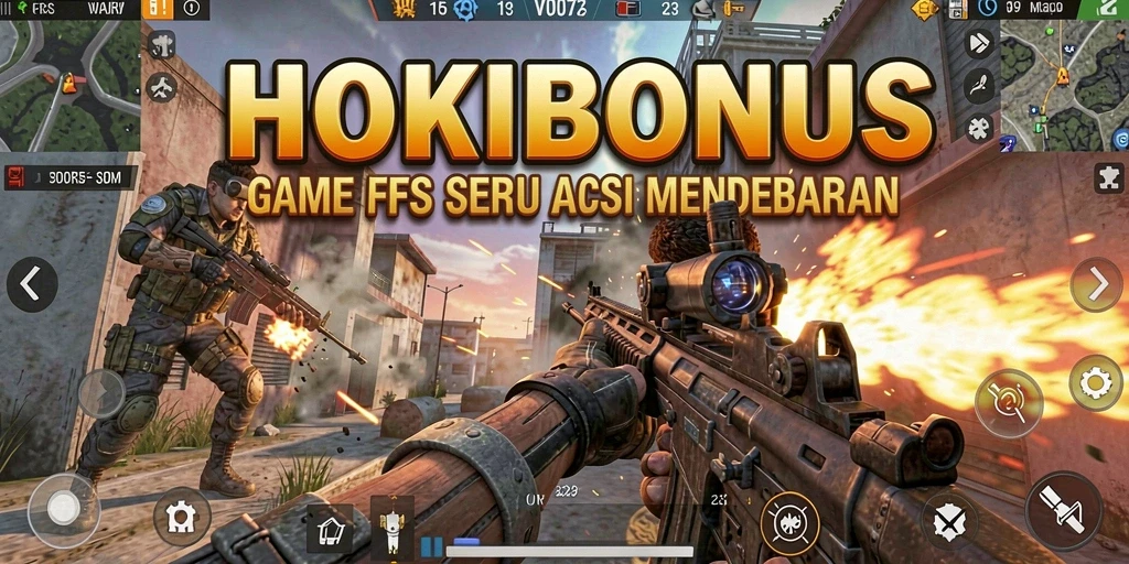 Tangkapan layar HOKIBONUS menampilkan aksi seru dalam permainan FPS.