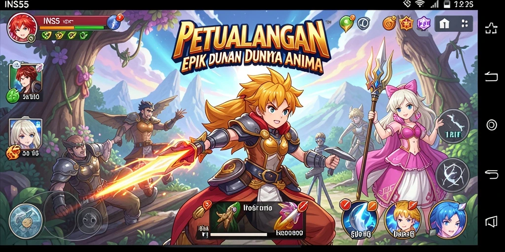 Screenshot gameplay INS55 menampilkan aksi karakter Anime yang menarik.
