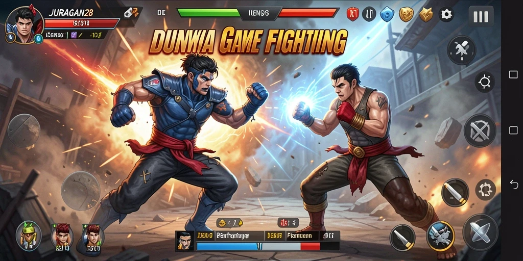 Screenshot JURAGAN28 menunjukkan aksi pertarungan seru di arena.