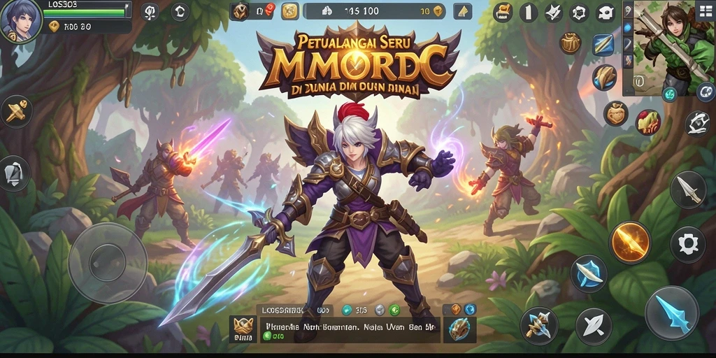 Tampilan gameplay seru dalam dunia fantasi MMORPG yang luas.