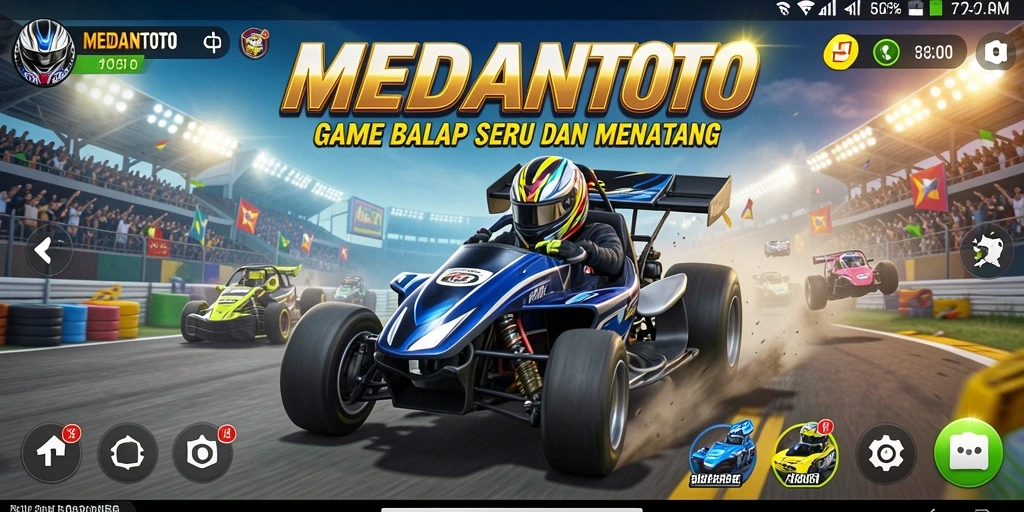 Tampilan gameplay MEDANTOTO yang mendebarkan dan penuh aksi balapan.