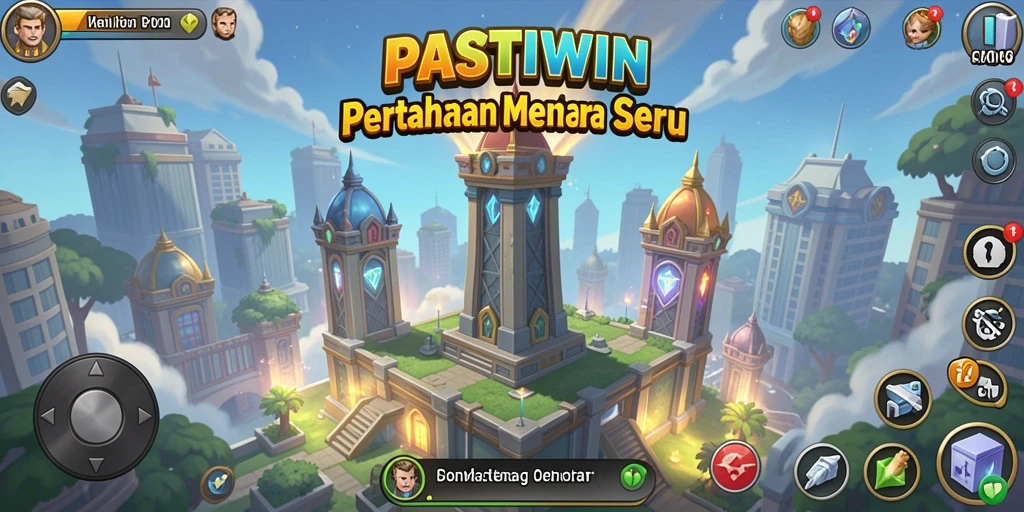 Gameplay menantang di PASTIWIN dengan strategis mempertahankan menara.