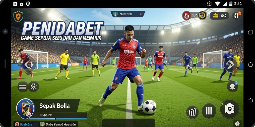 Tampilan gameplay seru dalam PENIDABET dengan aksi sepak bola yang mendebarkan.