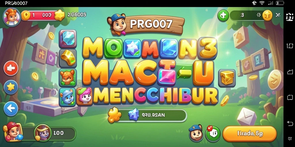 Tangkapan layar PRG007 menampilkan gameplay seru Match-3 yang penuh warna.