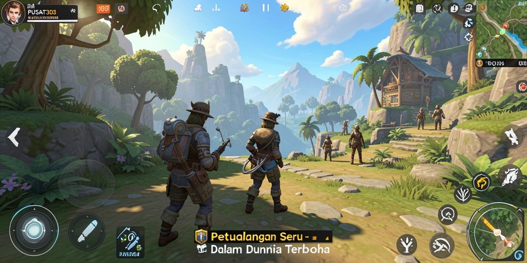 Tangkapan layar gameplay PUSAT303 yang menunjukkan petualangan seru di dunia terbuka.