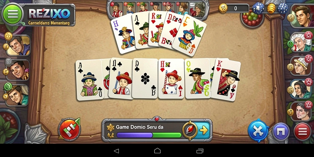 Screenshot gameplay utama REZIXO yang penuh aksi domino.