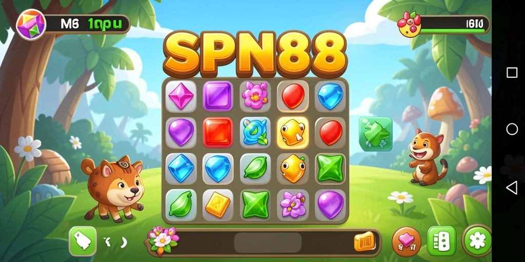 Tampilan gameplay SPN88 yang menampilkan tantangan Match-3 yang seru.