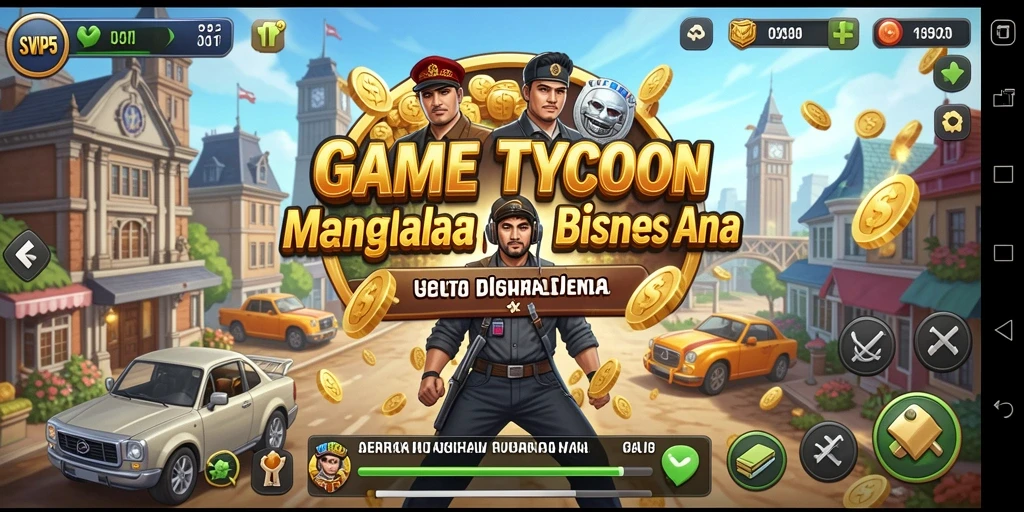 Tampilan gameplay SVIP5 yang menunjukkan manajemen bisnis Tycoon.