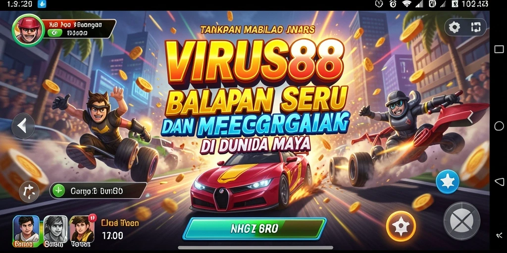 Tampilan gameplay balapan yang intens dan menegangkan di VIRUS88.
