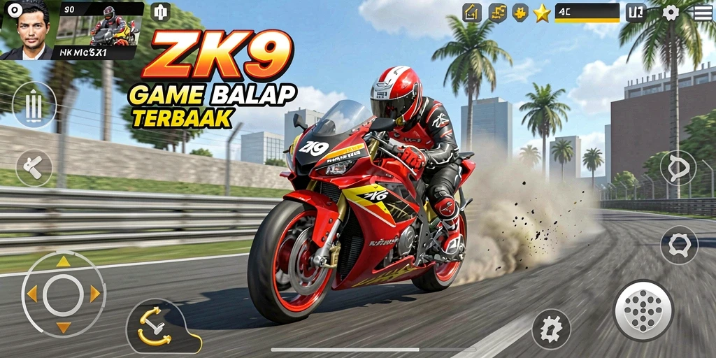 Gameplay mendebarkan dalam balapan motor yang menakjubkan.